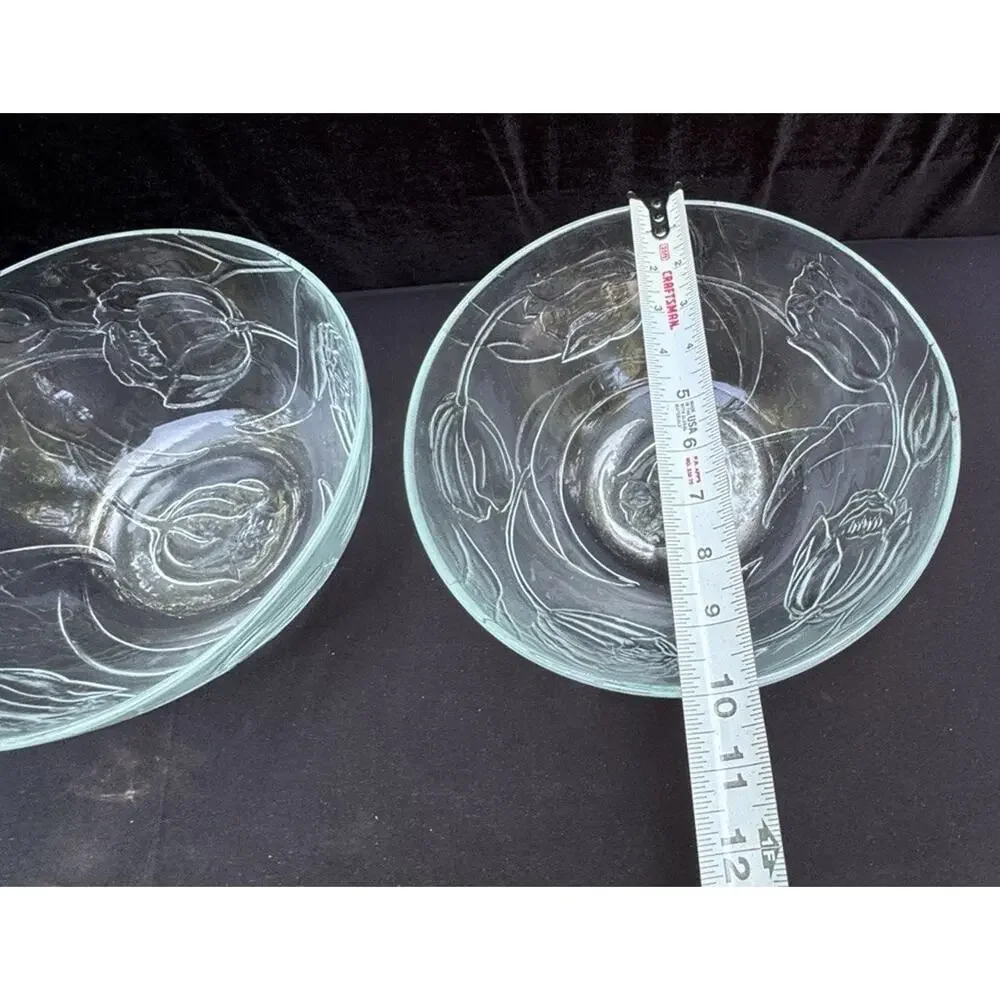 2 Vintage 1980’s Bali Le Clear Glass 10” Vegetable Serving Bowls -10/25/24